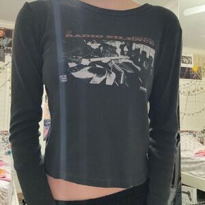 BRANDY MELVILLE Black Graphic Long Sleeve Top